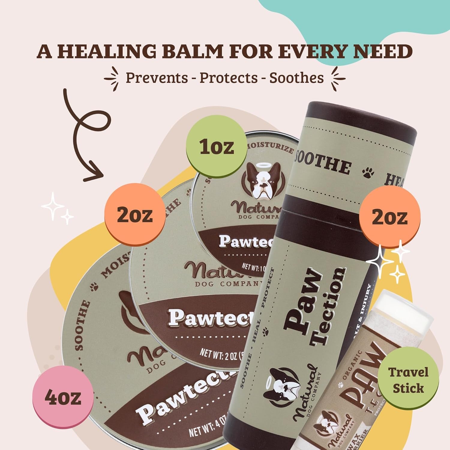 Pawtection Balm for Dogs (1 Oz Tin) All-Natural, Lick-Safe Dog Paw Protector, Moisturizing Dog Paw Balm for Dry, Cracked Pad, Protects Paw from Winter Ice, Salt & Rough Terrain