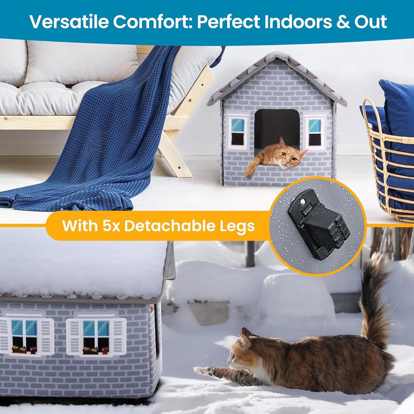 Weatherproof Heated Cat House for Outdoor Cats in Winter - Easy to Assemble Outdoor Heated Cat House