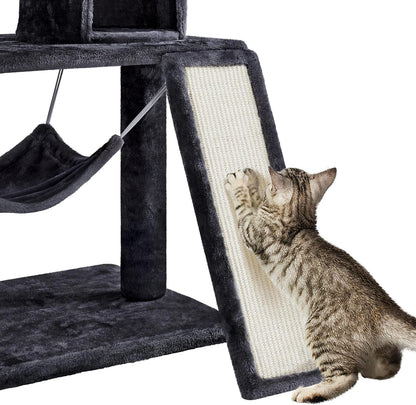 63.5In Multi-Level Cat Tree Tower Condo with Scratching Posts, Platform & Hammock, Cat Activity Center Play Furniture for Kittens, Cats & Pets